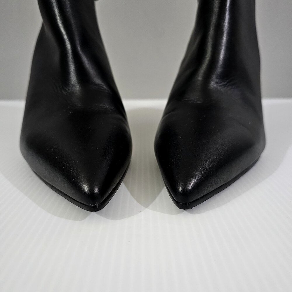 Stuart Weitzman Linsi Zip Ankle Bootie Women Shoe Black Leather Boot Size 8 - Picture 5 of 14